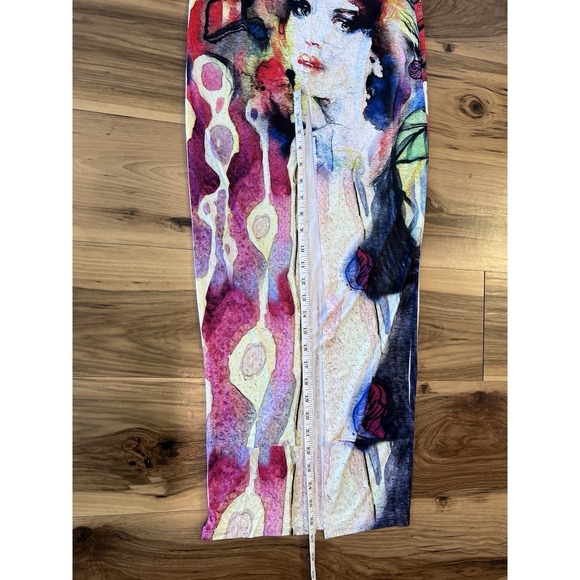 Surreal Art Portrait Midi Skirt Beaded Abstract Stretch Statement Piece - Picture 8 of 11